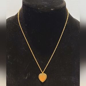 1928 Gold-Tone Heart Pendant Necklace Engravable Collection Nwt
